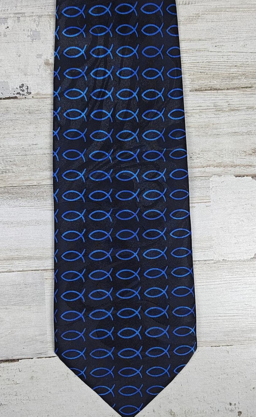 The STEVEN HARRIS Break Bread Religious Ichthys Fish Jesus Necktie Handmade